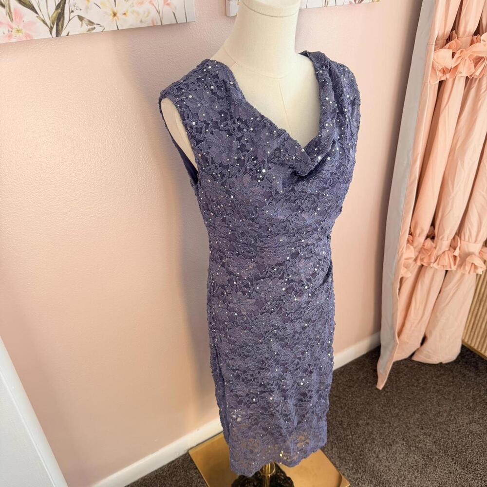Connected Apparel Lavender Lace Sequin Dress Cocktail Party Formal Size 8